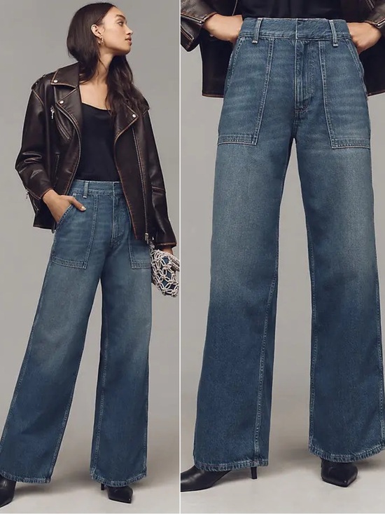 Pilcro Denim - Anthropologie Pilcro Boho Retro Utility Wide Leg High Rise Jeans